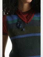 MASONPRINCE Distressed Striped Cotton Vest in Blue