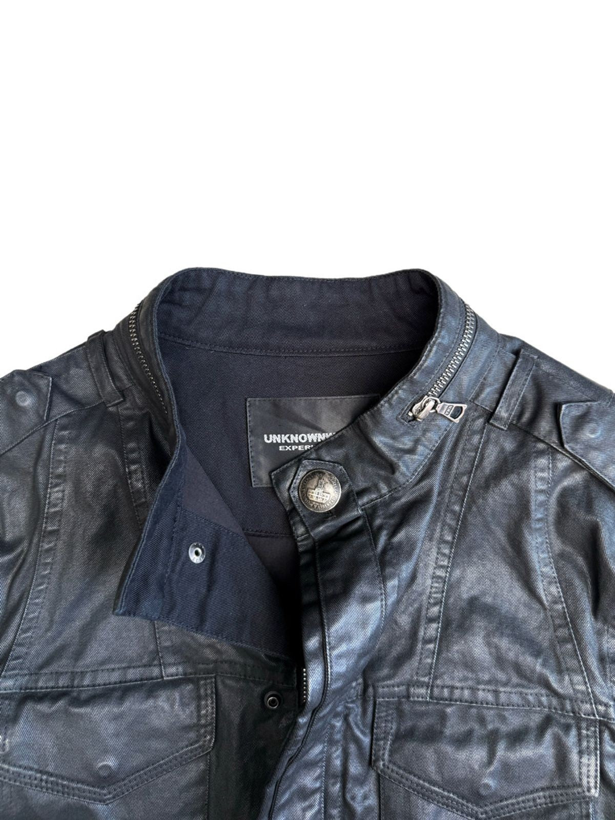 UNKNOWNWORLD Waxed Deconstructed M65 Jacket in Black - Detail