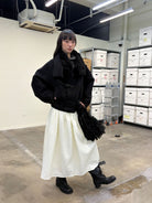 NeverSeez Short Boucl Wool Toggle Coat in Black - On Model