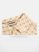 Amee Checkered Mesh Zip Front Polo in Yellow - Detail