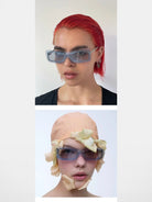 FUTURE UPDATE Rectangular Half Frame Sunglasses in Gray - On Model