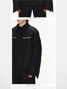 BLINDNOPLAN 3D Pleated Panel Jacket in Black - On Model
