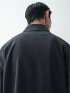 ROYA Merino Wool Blend Balmacaan Coat in Gray - On Model