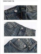 Ariseism Washed Blue Wide Leg Jeans in Blue - Detail