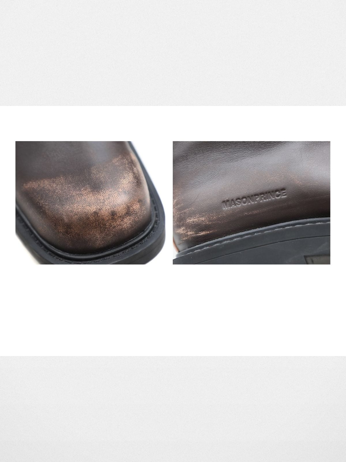 MasonPrince Wide Shaft Military Boots in Brown - Detail