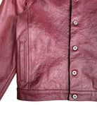 UNKNOWNWORLD Distressed Scarlet Leather Jacket in Red - Detail