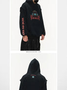 BLINDNOPLAN Faux Two Piece Graphic Hoodie in Black - On Model