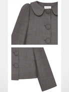 SHUSHUTONG Wool Blend Peter Pan Collar Jacket in Gray - Detail