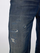 AFterTaste Hand Stitched Micro Flare Jeans in Blue - On Model