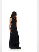 THELIGHT OFFICIAL Wide Leg Floor Length Trousers in Black - On Model