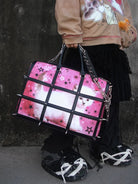 CFIERCE Spiked Cat Print Cage Bag in Red