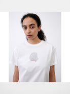 RandomPiece Shell Print Cotton Blend T Shirt in White - On Model