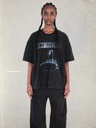 UNKNOWNWORLD Distressed Metallic Scorpio Tee in Black - On Model