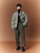 NANS Kimono Collar Down Puffer in Mint - On Model