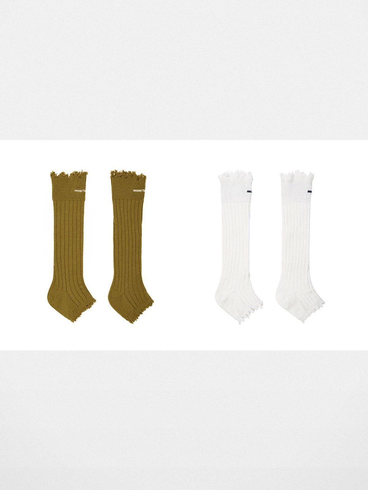 SHUSHUTONG Logo Embroidered Lambswool Leg Warmers in Light Blue