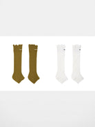 SHUSHUTONG Logo Embroidered Lambswool Leg Warmers in Light Blue