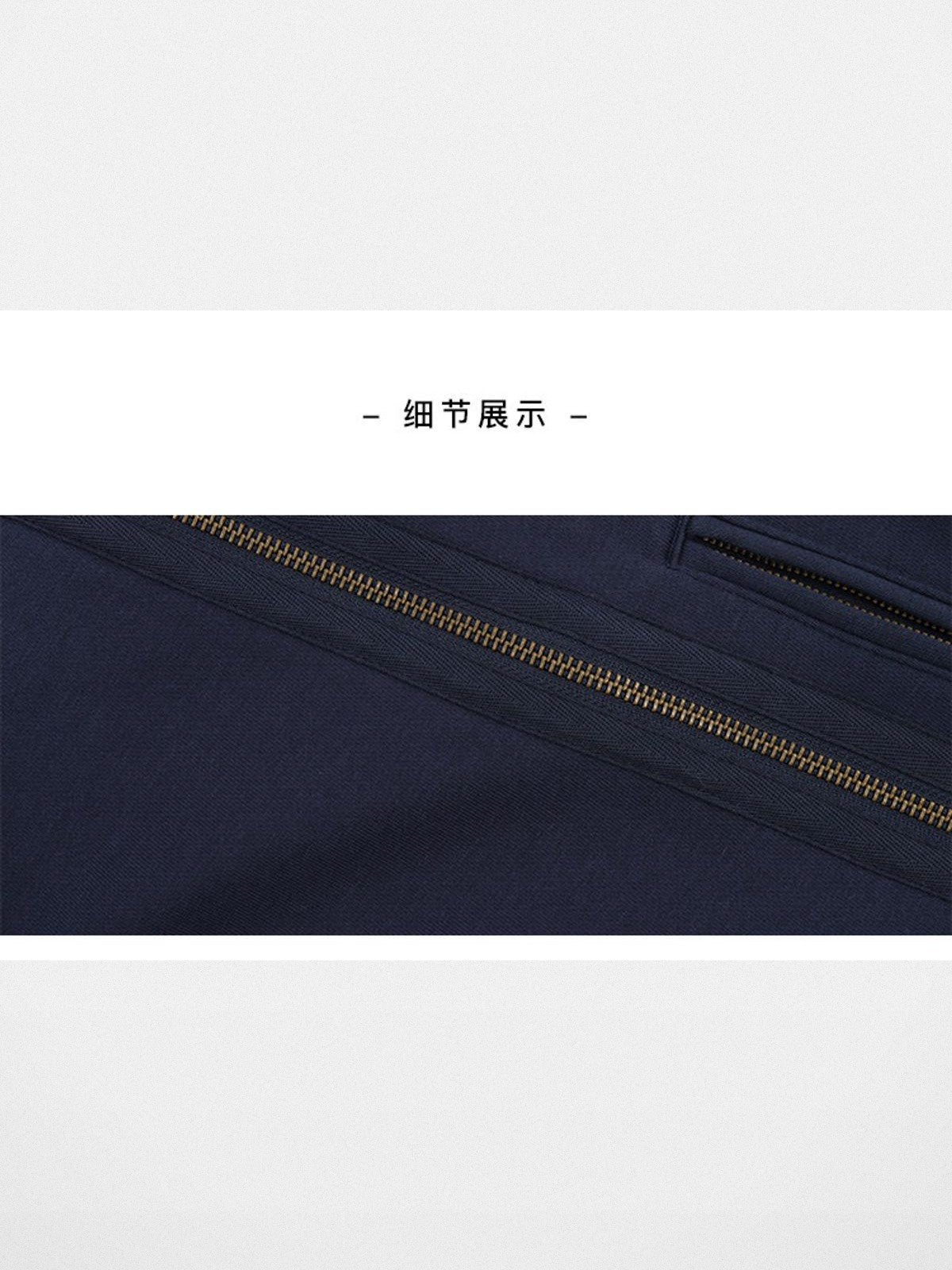 RARELY ALIKE Asymmetric Zip Off Shoulder Sweatshirt in Navy Blue - Detail