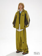 MasonPrince Spliced Panel Track Jacket in Green - On Model