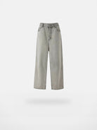 VLABMADE Washed Floor Length Wide Leg Jeans in Gray