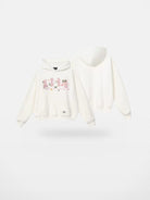 MEDM Floral Patch Fleece Hoodie in White