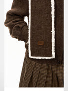 PUKI Textured Wool Blend Jacket in Brown - On Model