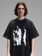 LOSTCTRL Mohe Ballroom Washed Graphic Tee in Black - On Male Model