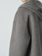 ROYA Cashmere Wool Hooded Short Coat in Gray - Detail