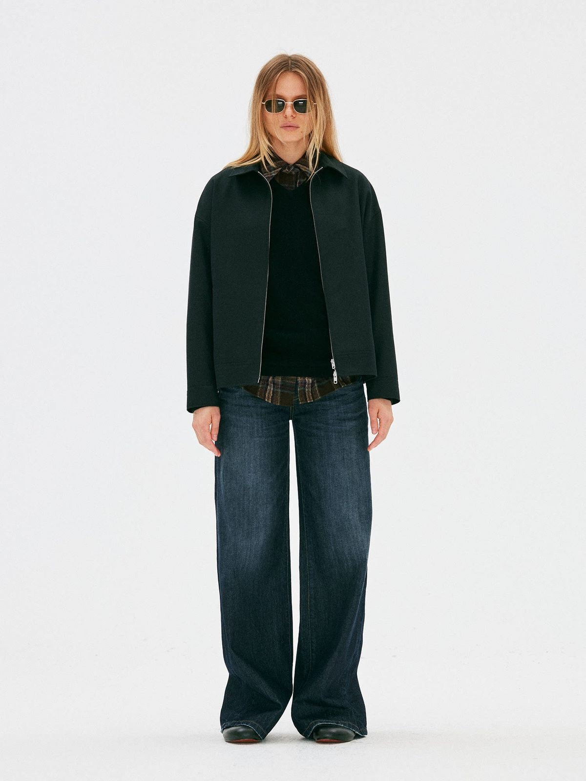 Alright then Oversized Harrington Jacket in Black - On Model