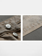 Roolrren Homme Washed Slub Cotton Straight Pants in Off-White - Detail