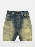 UNKNOWNWORLD Heavyweight Distressed Wide Leg Jeans in Denim