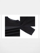 RARELY ALIKE Stretch Tencel Merino Knit Top in Black - Detail