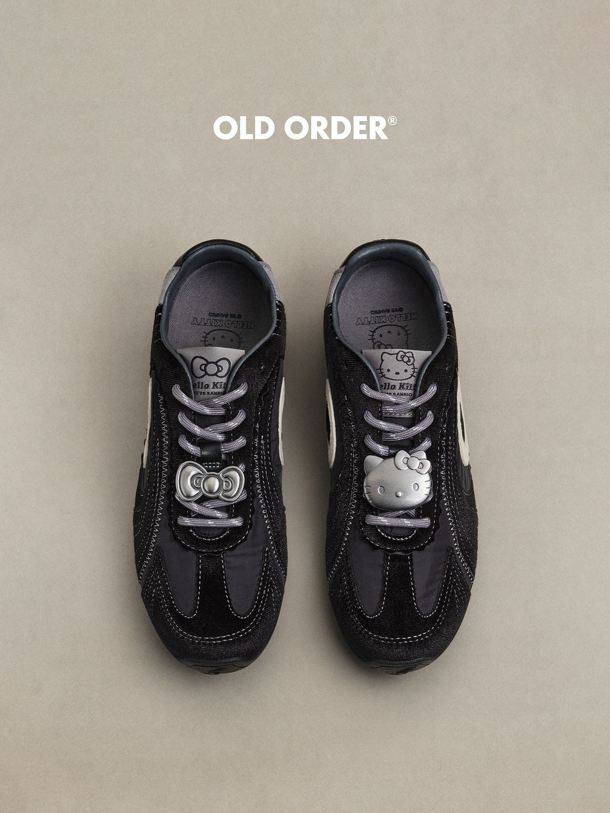 OLDORDER Hello Kitty Velvet GAT Sneakers in Black