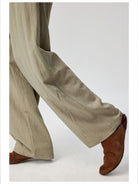 Simple Project Curved Leg Tencel Blend Trousers in Mint - On Model