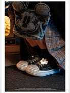 OLDORDER Mickey Mouse Chunky Platform Sneakers in Black - On Model