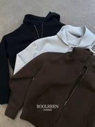 Roolrren Homme Cotton Air Layer Zip Hoodie in Brown