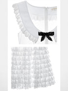 SHUSHUTONG Tiered Lace Babydoll Dress in White - Detail