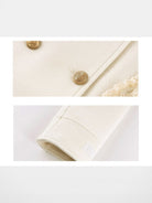 ARISEISM Lace Trim Double Breasted Jacket in Off-White - Detail