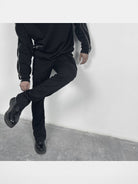 Roolrren Homme Heavyweight YKK Zip Sweatshirt in Black - On Model