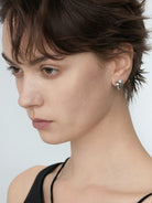 BLACKHEAD Pearl Chain C Shape Earrings in Silver