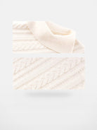Ariseism Diagonal Cable High Neck Sweater in White - Detail