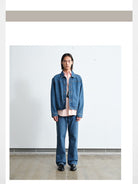 ROYA Cone Mills Indigo Denim Jacket in Blue - On Model