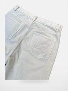 AFterTaste Bone White Vintage Washed Micro Flare Jeans in Sky Blue