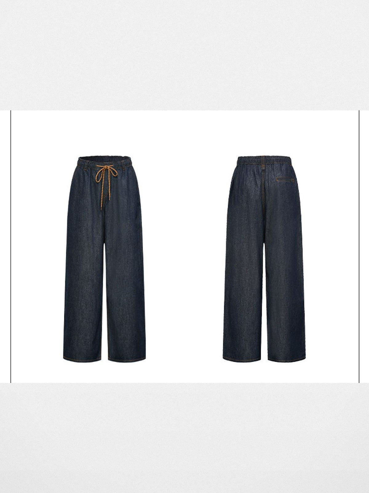 RARELY ALIKE Raw Denim Drawstring Wide Leg Pants in Denim