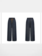 RARELY ALIKE Raw Denim Drawstring Wide Leg Pants in Denim