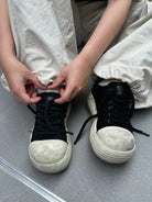 MASONPRINCE Distressed Canvas Platform Sneakers in Black #color_black