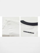 LOSTCTRL Spliced Collar Striped T Shirt in White - Detail