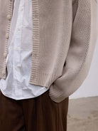 Aftertaste Cowboy Jacquard Cardigan in Beige - On Model