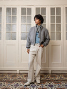 Retro 21 3M Thinsulate Wool MA 1 Jacket in Gray - On Model