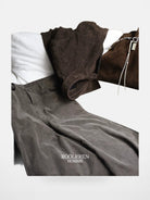 Roolrren Homme Washed Corduroy Straight Leg Pants in Brown