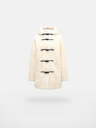 RARELY ALIKE Hooded Faux Shearling Duffle Coat in White